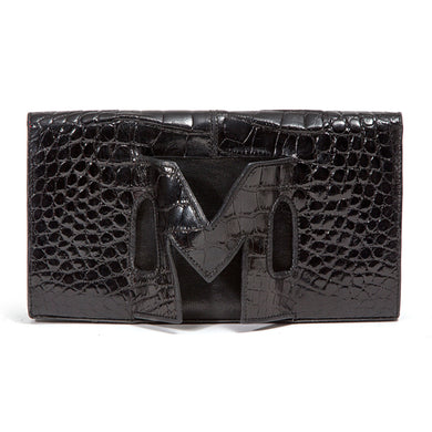 Black Alligator Patent leather clutch