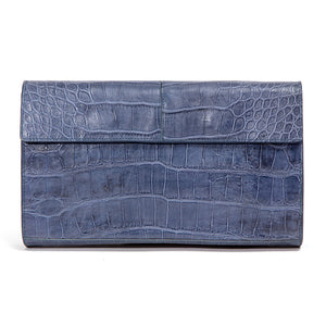 Blue Gray Alligator Clutch