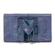 Blue Gray Alligator Clutch
